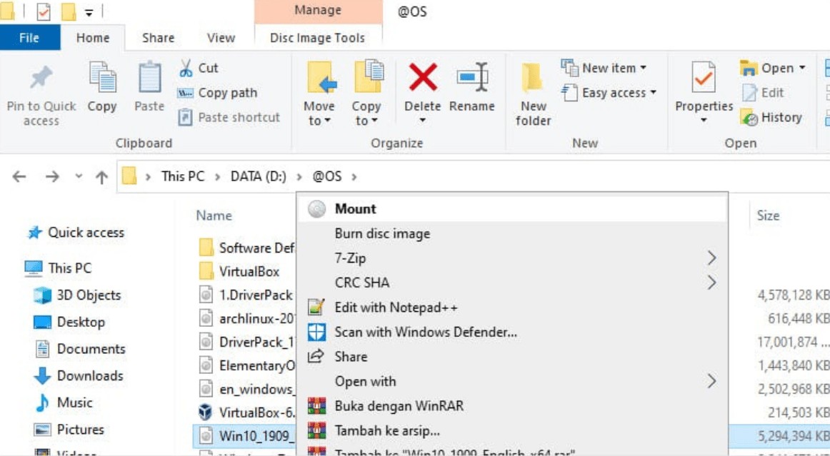 Cara Mount File ISO Windows 8 dan 10 Lewat File Explorer